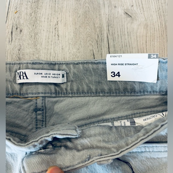 NWT Zara High Rise Straight Ankle Length Gray Jean Size 34 (US 2) - Picture 5 of 8